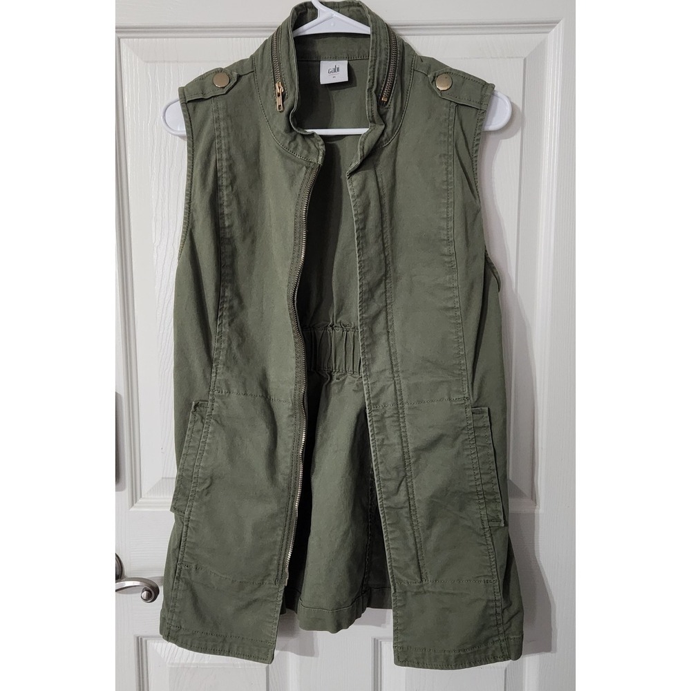 CAbi Explorer Utility Vest Jacket Full Zip Womens Size XS Green